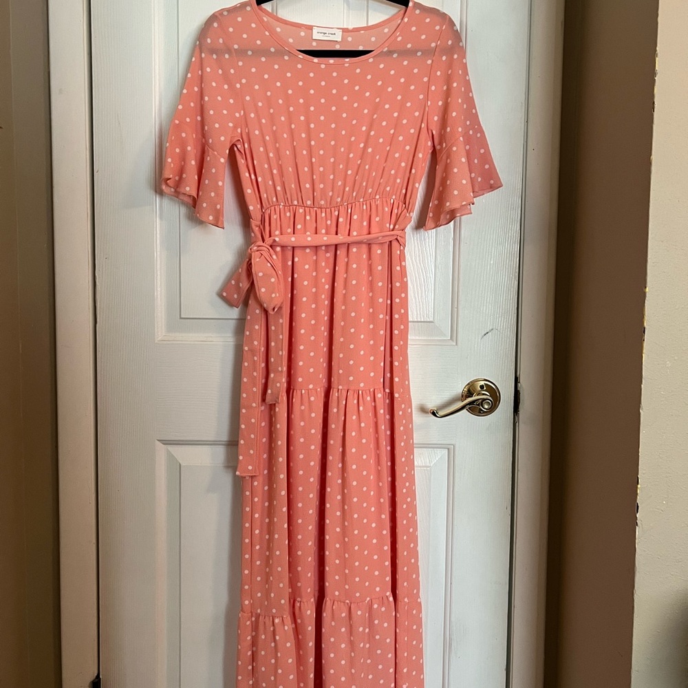 NeeSee’s Dresses pink polka dot maxi dress